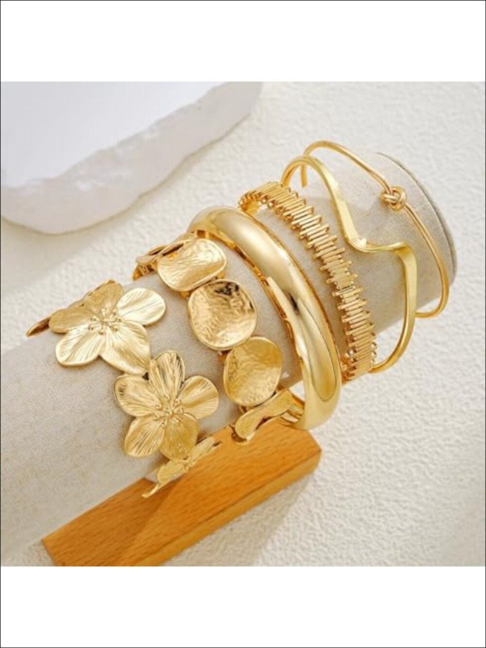 6pc Boho Bangle Bracelet Set Open Cuff Stackable - Picture 6 of 6